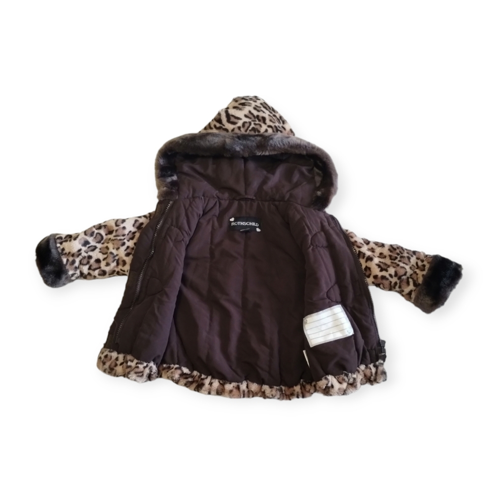 Rothschild Baby Girls Leopard Print Faux Fur Coat Size 12 mths - Picture 2 of 2